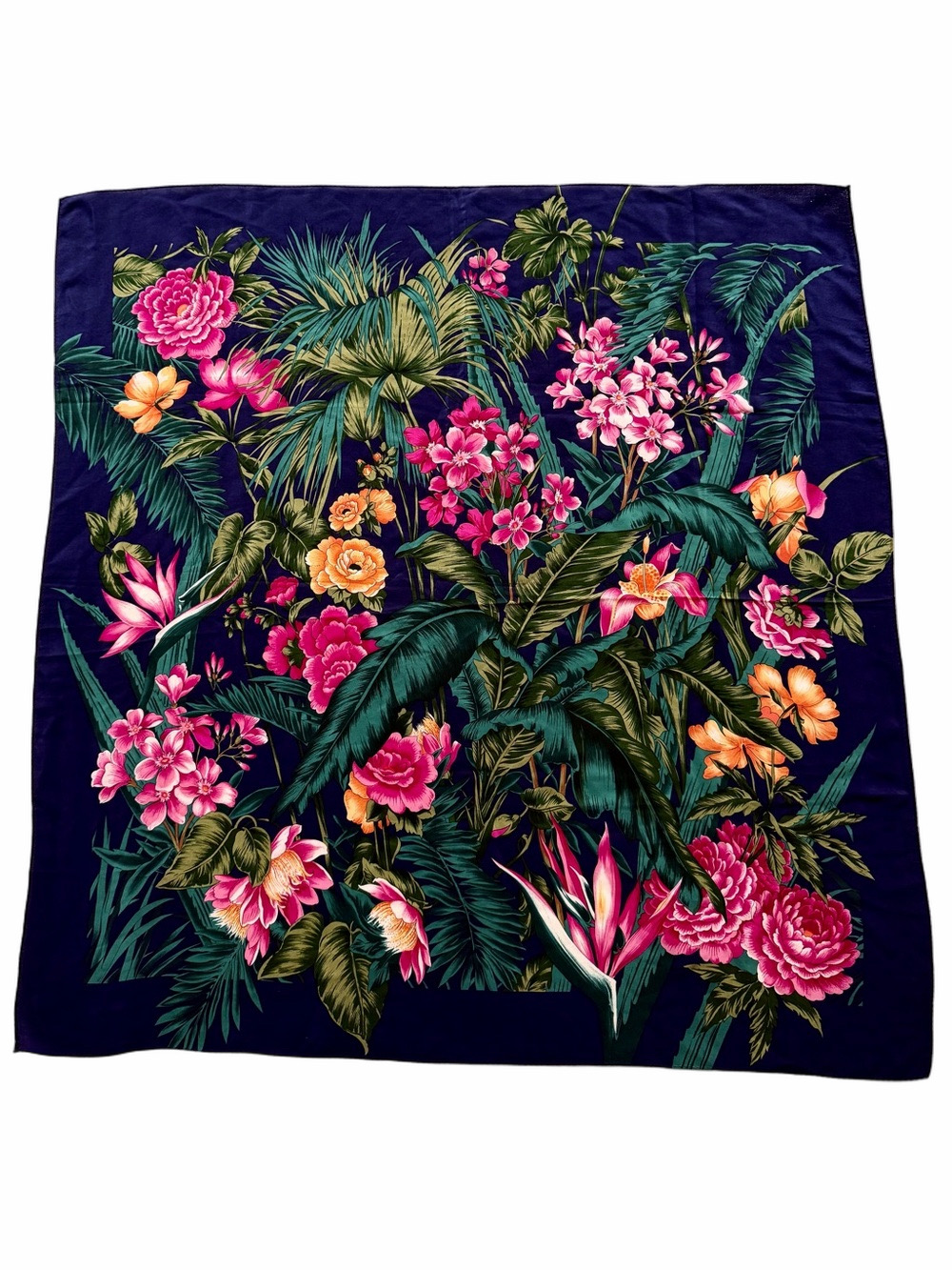 Vintage Museum Fine Arts Boston Multicolor Floral Hand Rolled Silk Scarf 34” Sq.